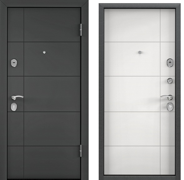 Входная дверь DELTA-M 10  ПВХ Темный пепел D23/КТ Белый D23, НК15 (цвет металла Медь) купить в Анапе